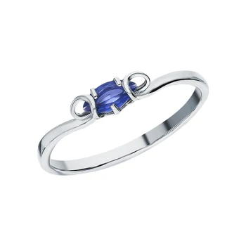 

Silver ring with sapphires synthetic sunlight sample 925