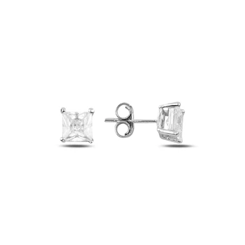 

Silver 925 Sterling 5mm Square Zircon Engagement Earrings