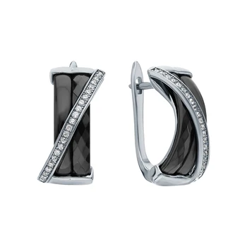 

Silver earrings with ceramics and cubic zirconia sunlight sample 925