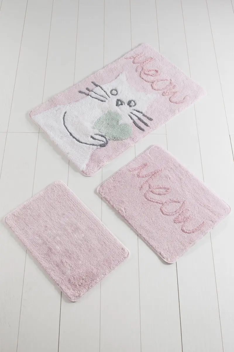 

Bath Mat-mats | Mat Bath Mats Non Slip Anti Mould Mats Pink Kitty 3L Set 60X100 cm-50X60 Cm-40X60 Cm