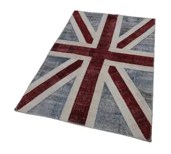 

123x182 Cm British Handmade Flag Patchwork Rug-4x6 Ft