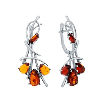

Silver earrings with amber sunlight sample 925 test