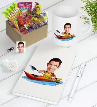 

Personalized Mr Paddlers Caricature Of Nostalgic Lezzetler Notebook Pen Mug Gift set