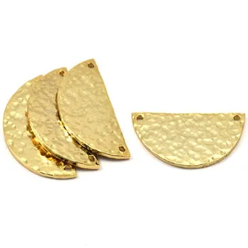 

Raw Brass Hammered Gold Plated Semi Circle Blanks . n390.