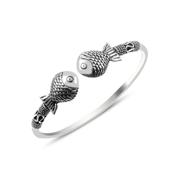 

Silver 925 Sterling Fish Figured Sterling Oxidized Bracelet