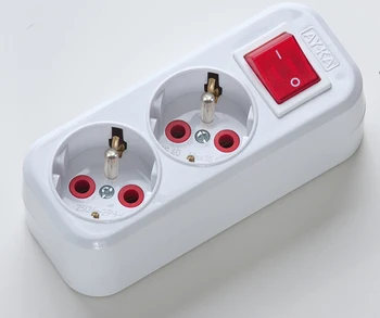 

PnpnElectrıc Ayka White 2-Way Ups Switched Grounded Group Socket 1P + N + GND 16A Plastic IP44 portable Usage