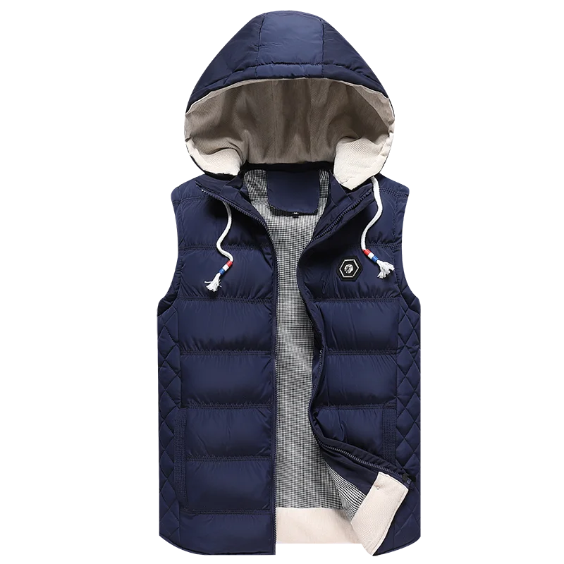 Men's Puffer Vest Active Gilet Padded Vest Men Sleeveless Jacket Removable Hooded Winter Outwear Jacket