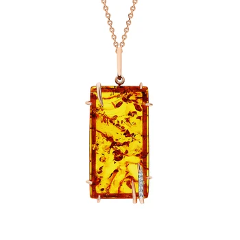 

Gold pendant with amber sunlight sample 585