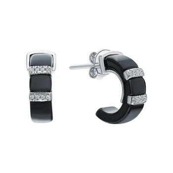 

Silver earrings with ceramics and cubic zirconia sunlight sample 925