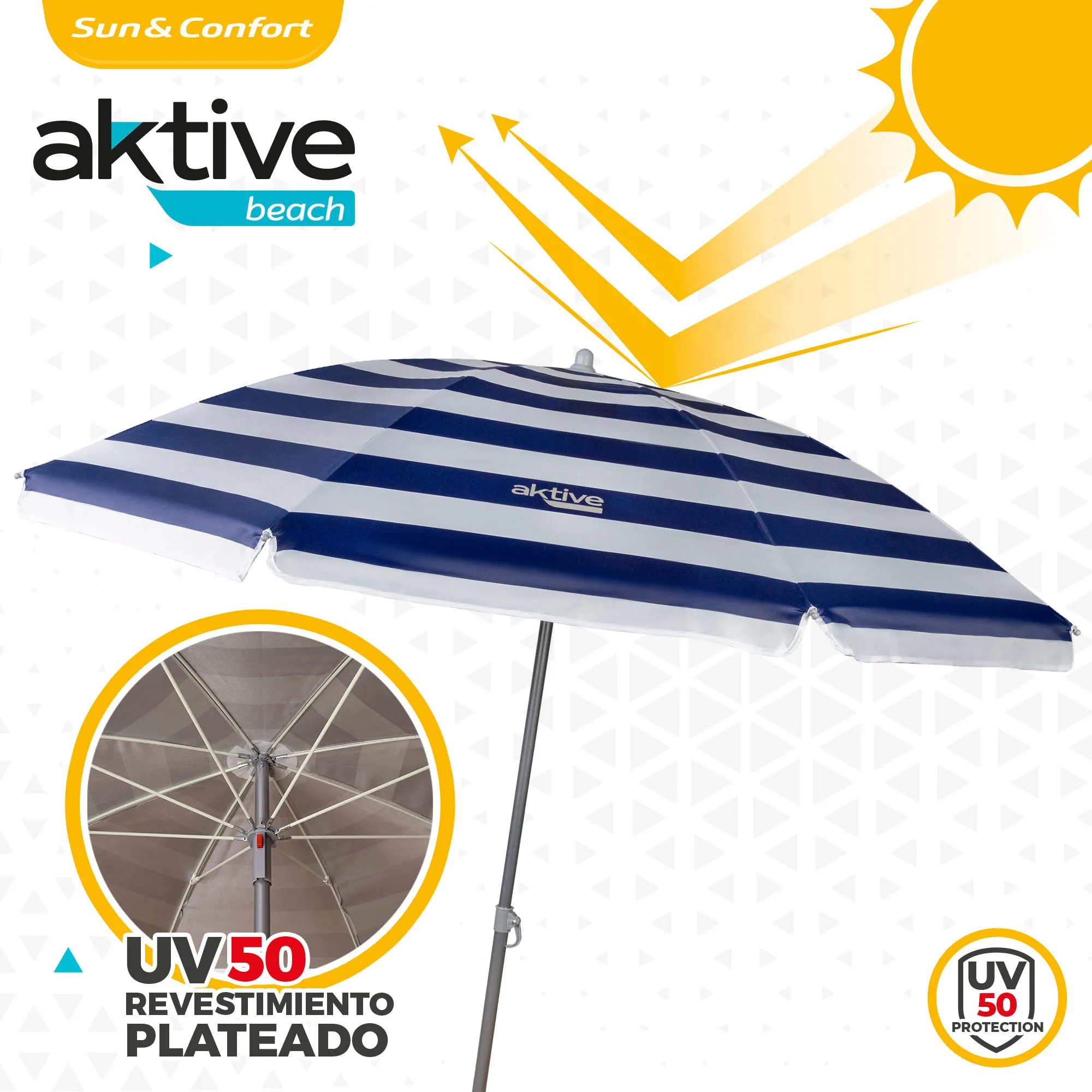 Beach umbrella 180 cm protection UV50 Aktive Beach, garden umbrella, large fishing umbrella, sun umbrella Beach umbrella 180 cm protection UV50 Aktive Beach, garden umbrella, large fishing umbrella, sun umbrella