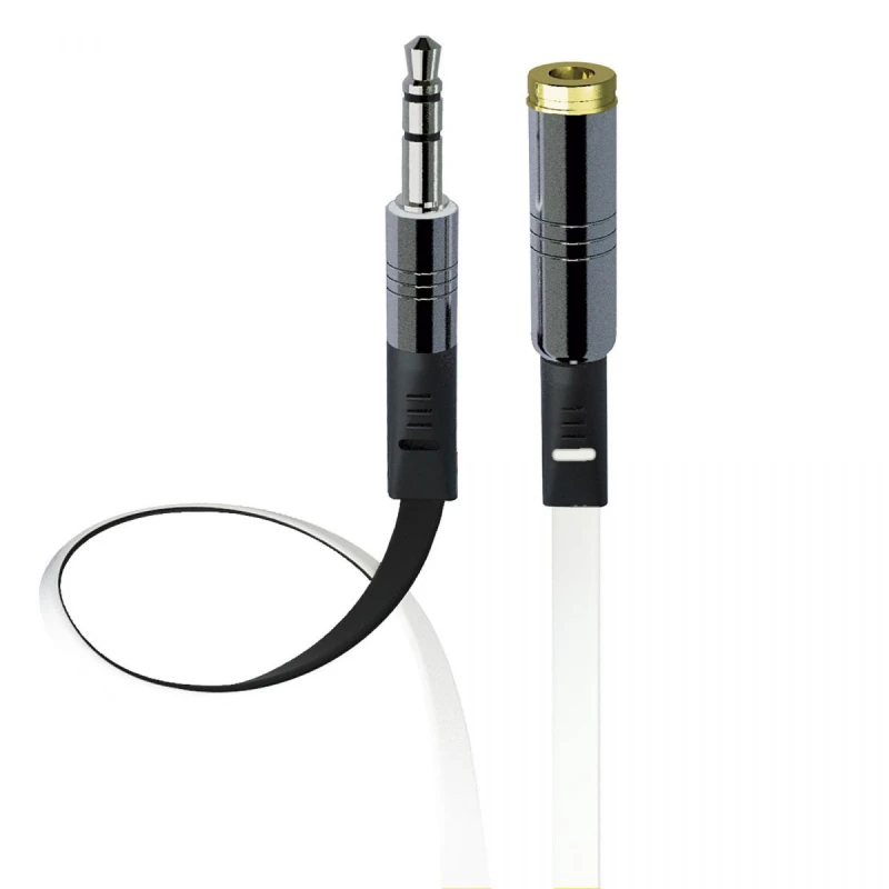 Audio extension cable Interstep BW 3.5mm M-F 3 m(White And black