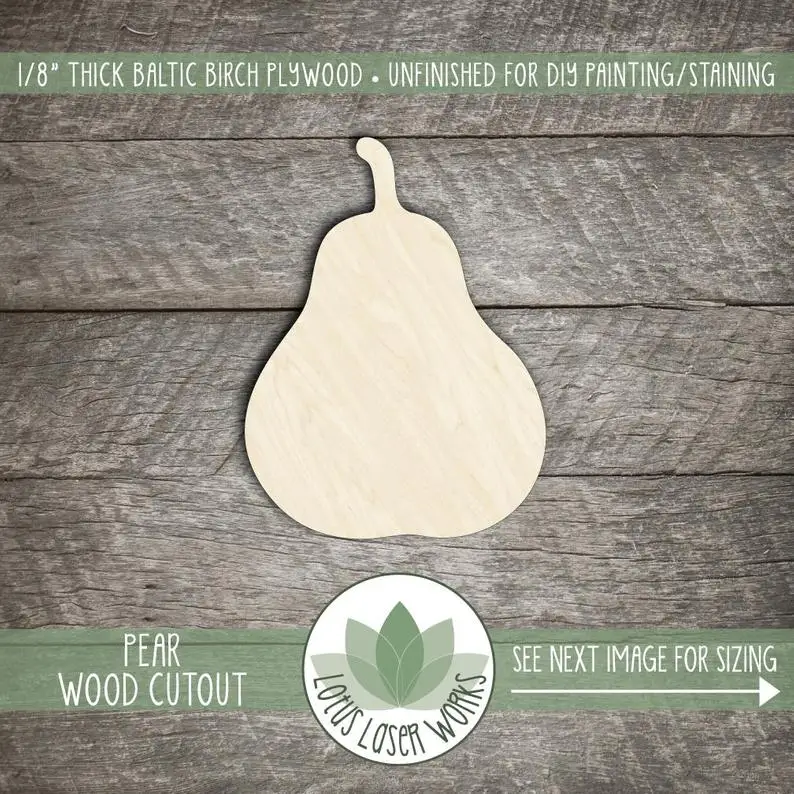 

Pear Cutout, Wood Pear Shape, Laser Cut Wood Pear, Unfinished Wood For DIY Projects, Wooden Pear, Wood Shapes, Blank Wood Shapes