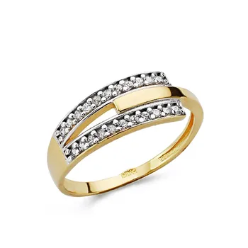 

18k solid gold ring bicolor zircons [AA0441]