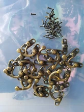 KAK-cerrojo de candado de hierro y bronce antiguo, 12 uds., 34x28mm, cerradura de gancho para Mini joyería, caja de madera con tornillos, Hardware para muebles