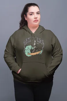 

Angemiel Wear Skeleton Surfer Green Women 'S Hooded Sweatshirt