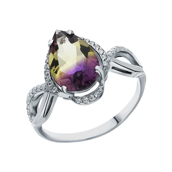 

Silver ring with amethyst and cubic zirconia sunlight sample 925