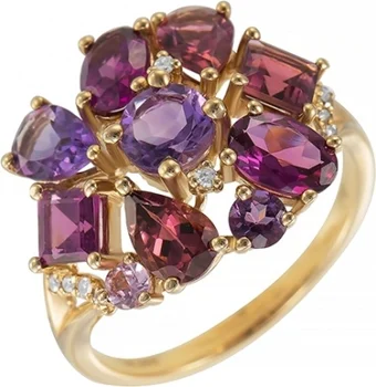 

Jay VI ring with diamonds, amethyst, Topaz, tourmaline in Yellow Gold