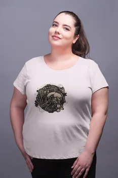 

Angemiel Wear Hours Wrapped Skeleton Man White Women Cotton Large Size T-Shirt