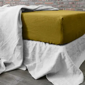 

Fitted Sheet linen yellow saffron