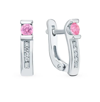 

Silver earrings with cubic zirconia sunlight sample 925 test