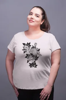 

Angemiel Wear Among the Flowers Flamingo White Women Cotton Large Size T-Shirt