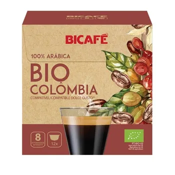 

BIO COLOMBIA Bicafé, 12 capsules 100% Arabica compatible DOLCE GUSTO®. Coffee from Colombia 100% organic.