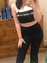 Summer Camis Chain-Strap Crop-Tops Backless Bodycon Punk-Print Chic E-Girl Goth Dark