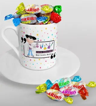

Personalized Chemistry Teacher Turkish coffee Cup and Haribo Candy Gift Seti-2