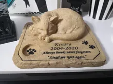 Stones Memorial Pet-Grave-Markers Paw-Print Garden Personalizable Cat with 3-D Cat-On-The-Top