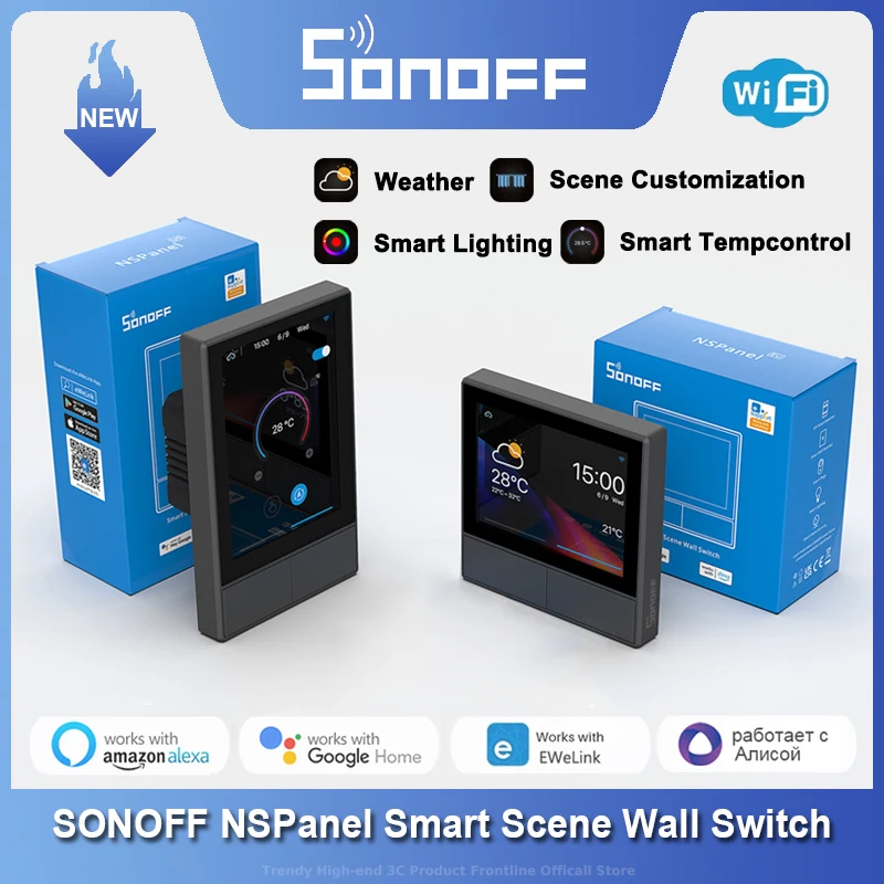 Sonoff Nspanel Wifi Smart Scene Switch Eu/Us Touch Screen Di Controllo All-In-One Tramite Controllo Vocale Ewelink Alexa Google Home Alice
