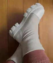 Botas de calcetín negro para mujer, zapatos góticos Punk, botines de plataforma, media blanca, novedad de 2020