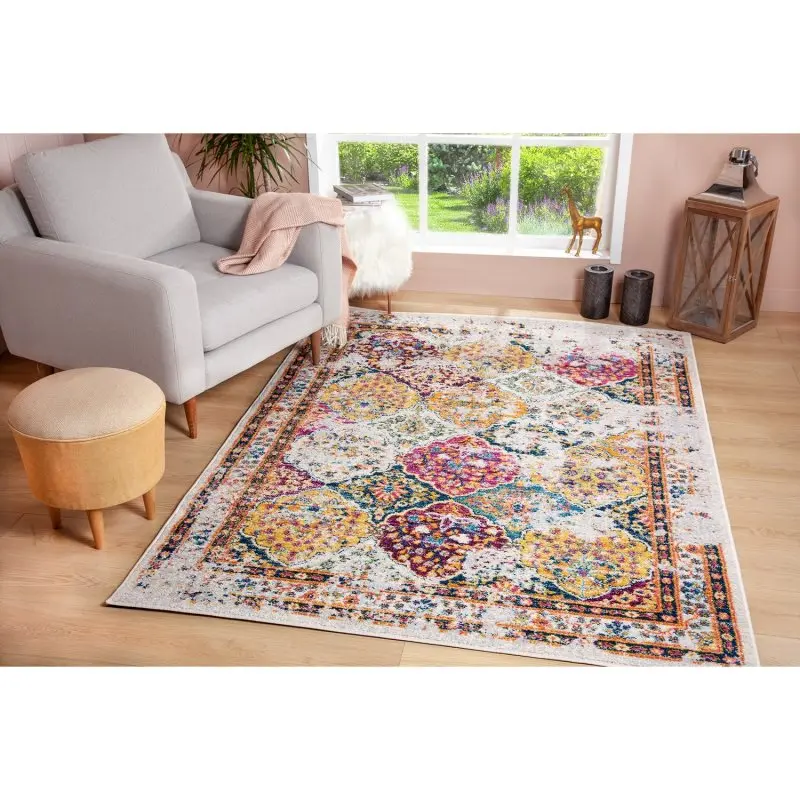 Прозрачный Je Veux домашний винтажный ковер Multi-Yellow-Cream-60x90 - Цвет: Прозрачный