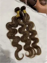 Ali Coco-mechones de pelo brasileño con degradado, extensiones de cabello humano Remy de color resaltado con cierre, P4/30