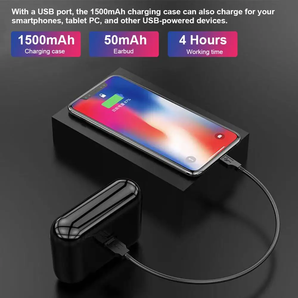 Черный u образный с цифровым дисплеем HBQ Q32 TWS Bluetooth беспроводные наушники