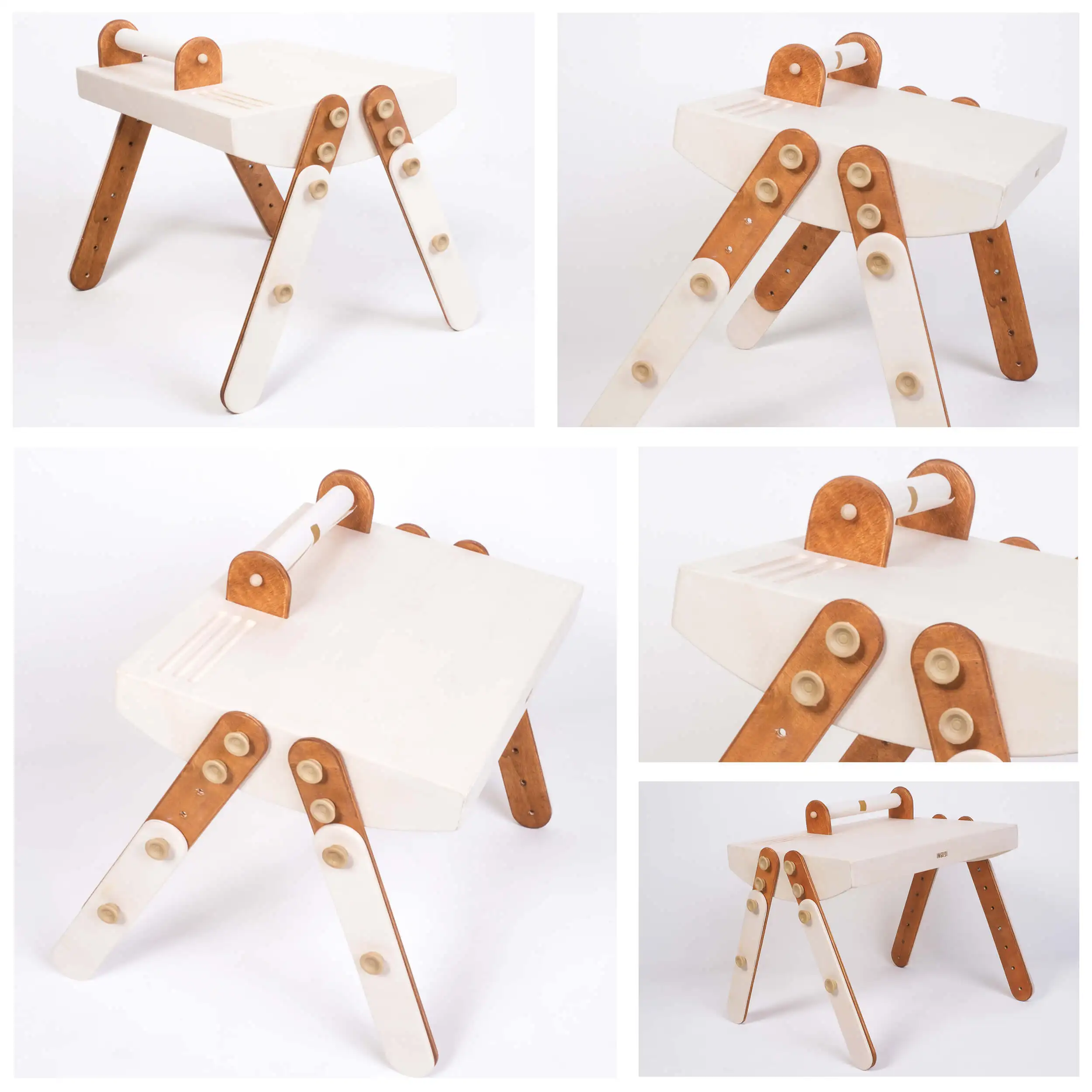 

INGODI Nursery Natural Wooden Kid's Play, Work and Activity Table with Paper Roll, Montessori Height-adjustable Children's Desk