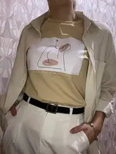 Oversized Shirt Official Lizkova Tops Blouse Women White-Pockets Long-Sleeve Elegant