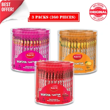 

Kent Tofita Yumiyum Soft Candy 120 Pieces Strawberry Orange Sour Cherry Toffe Gift For Girl Man Retro Kids %100 Original