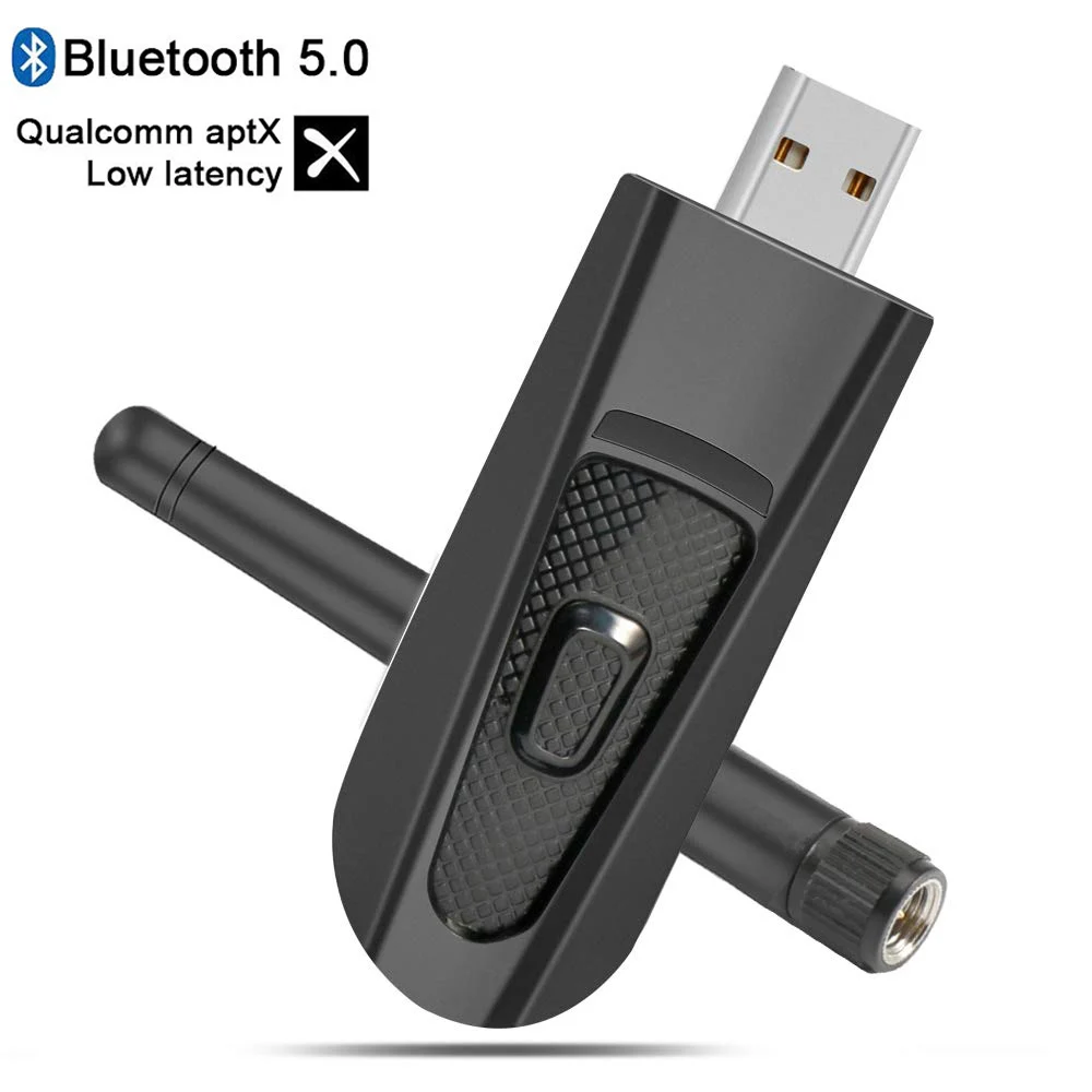 Dual Link Bluetooth 5,0 USB AptX низкая задержка аудио передатчик музыкальный адаптер для ТВ ПК Windows mac ноутбука nintendo PS4 - Цвет: Black