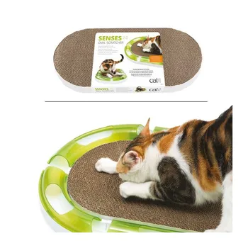 

CATIT SENSES 2.0 Rascador Ovalado de Cartón de Alta Densidad Proteger los Muebles del Daño Ayuda a los Gatos a Relajarse 48, 5x24, 2cm