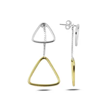 

Angemiel 925 Silver Gold Plated Dangle Triangle Earrings