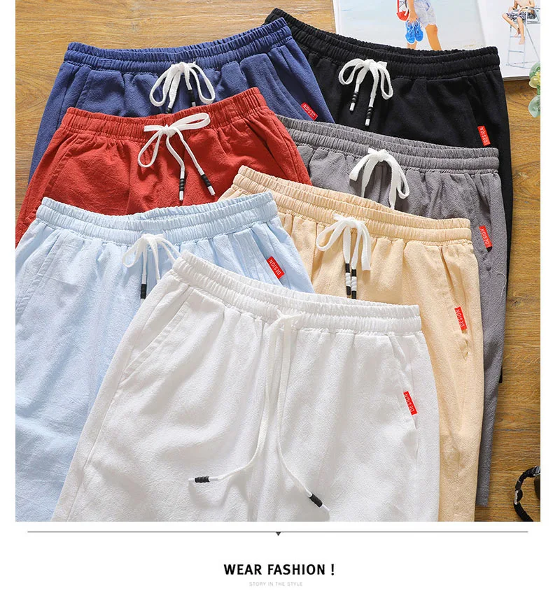 2025 White Shorts Men Japanese Style Polyester Running Sport Shorts for Men Casual Summer Elastic Waist Solid Shorts Clothing 6