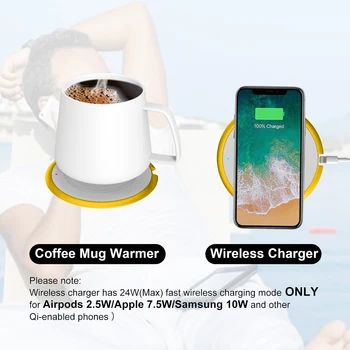 

300ml smart Wireless Charger with Heat Controller Warmer for Ceramic Mug Heats