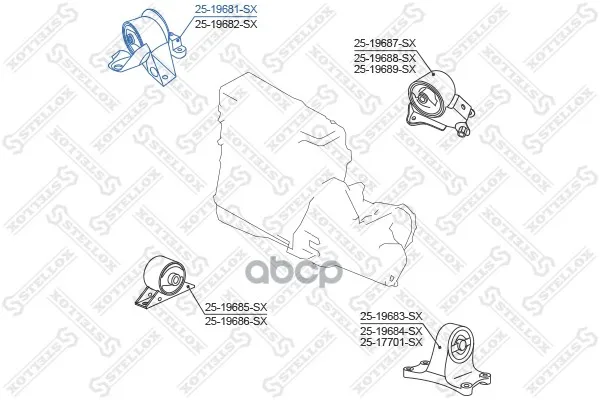 25-19681-Sx_подушка Двигателя Правая!Nissan Primera P12 01-07 Stellox 2519681sx Stellox арт. 2519681SX