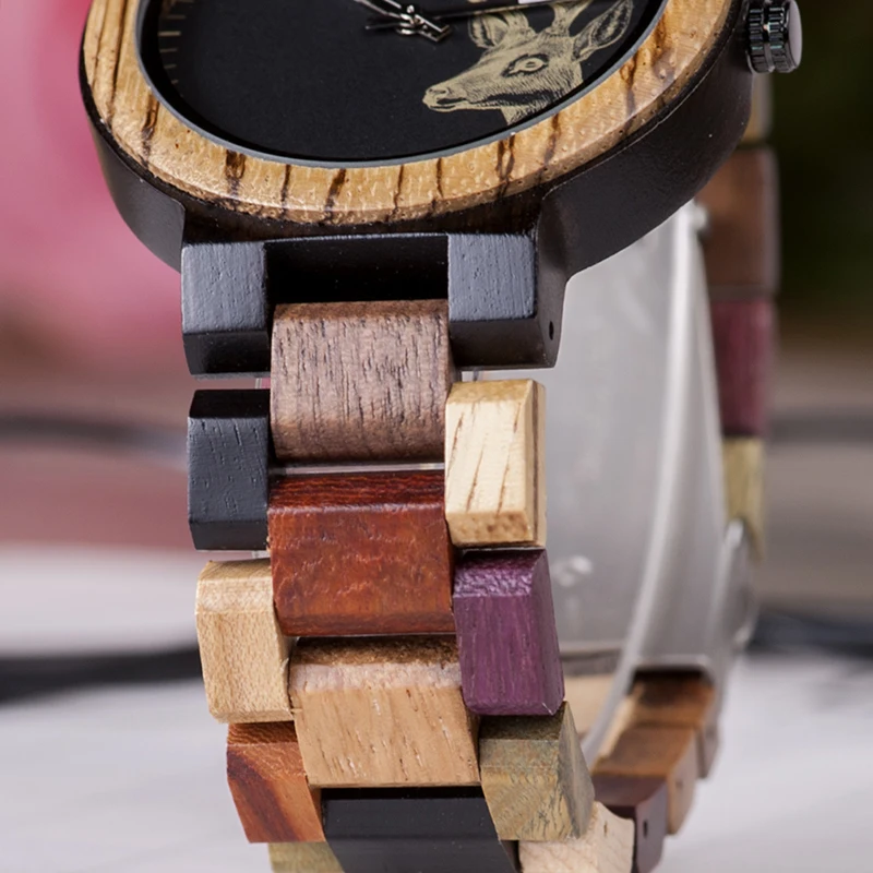 Мужские часы BOBO BIRD, парные часы, цветной деревянный ремешок, отображение недели, даты, водонепроницаемые, можно настроить, кварцевые наручные часы