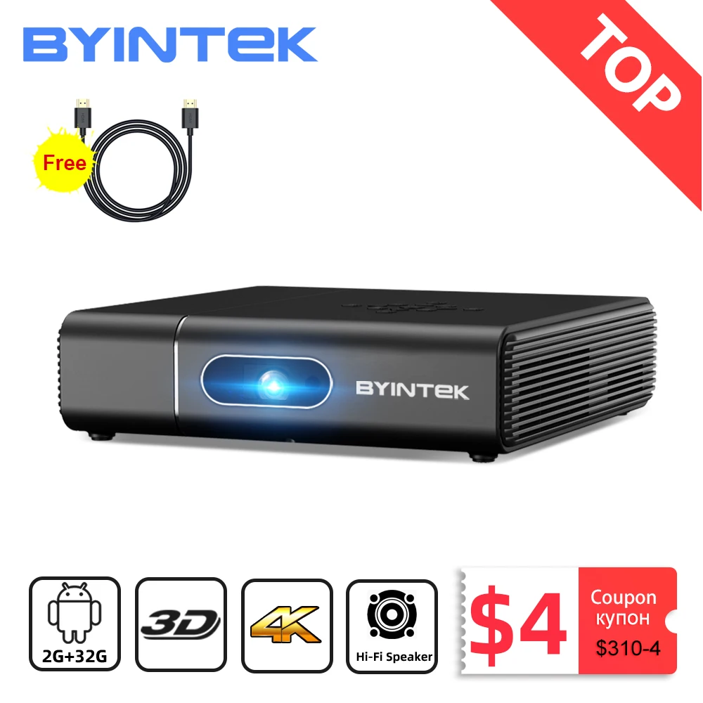 BYINTEK U30 Full HD1080P 2K 3D 4K Android Smart Wifi 300 polegada Mini Projetor portátil laser Home Theater led dlp Proyector Beamer-0
