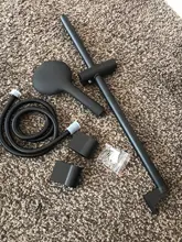 Slide-Bar Hose Shower-Riser Wall-Mount Hand-Held Adjustable Black with 