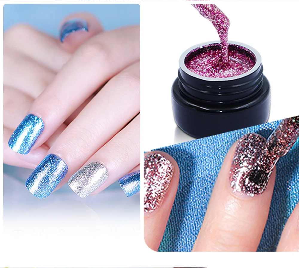 Ibdgel 6pcs 8g/jar Bling Platinum Гель-лак для ногтей Soak Off UV светодиодный Гель-лак для ногтей 18 цветов