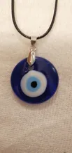 Collar con colgante de ojo malvado para mujer, gargantilla de 25MM, 30MM, 35MM, azul turco, ojo de cristal, cuerda de cuero, regalo de joyería