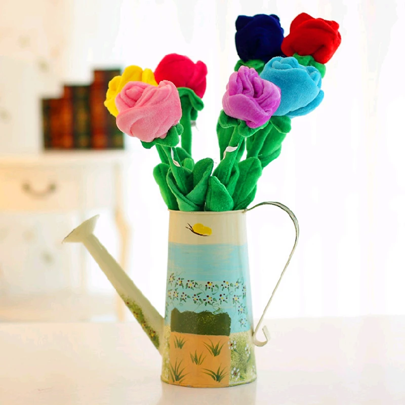 Household Toys 10pcs Curtain Accessories Cute Smile Cartoon Sunflower Rose Plush