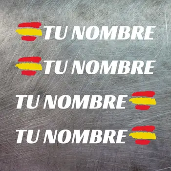 

4 X SPAIN FLAG NAME BUMPER VINYL HELMET MTB BICYCLE CUSTOMIZABLE